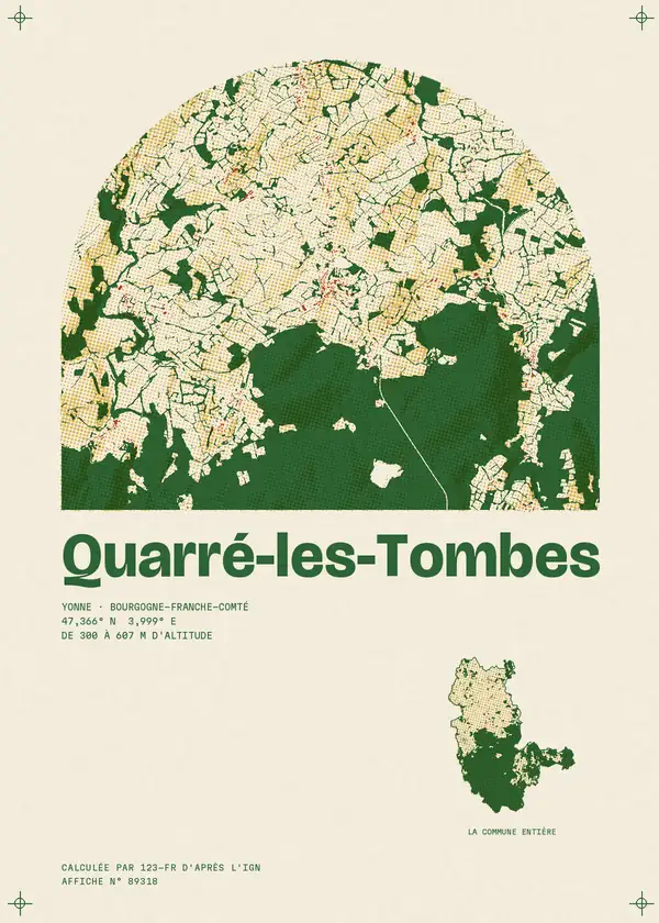 Affiche de Quarré-les-Tombes, calculée par 123-fr d'après l'IGN
