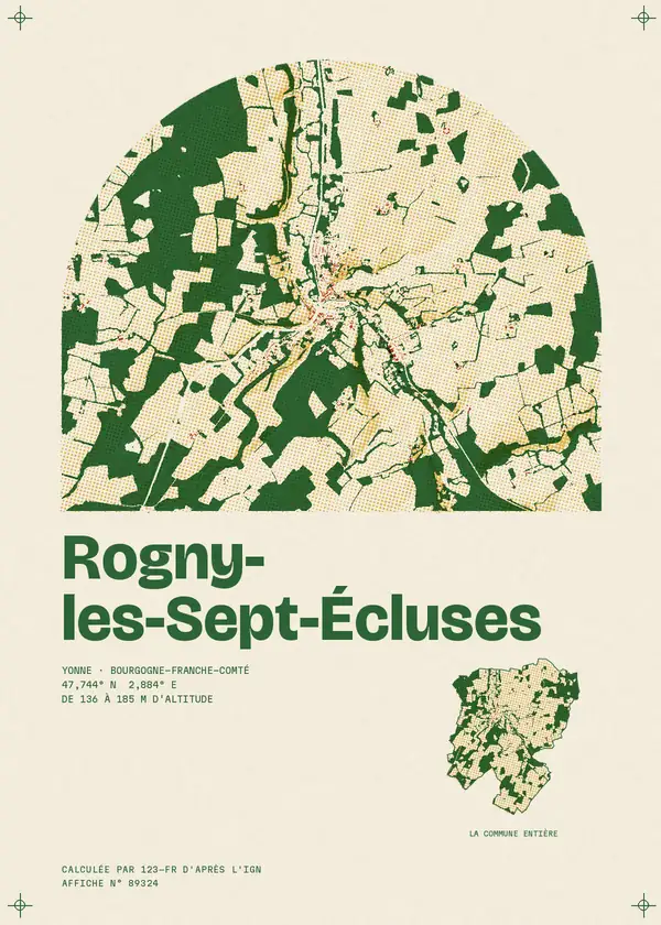 Affiche de Rogny-les-Sept-Écluses, calculée par 123-fr d'après l'IGN