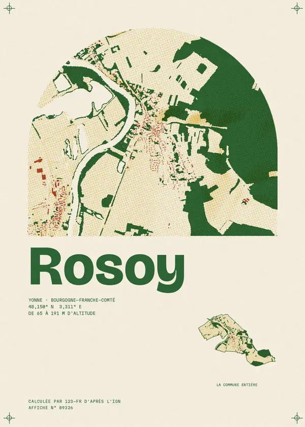 Affiche de Rosoy, calculée par 123-fr d'après l'IGN