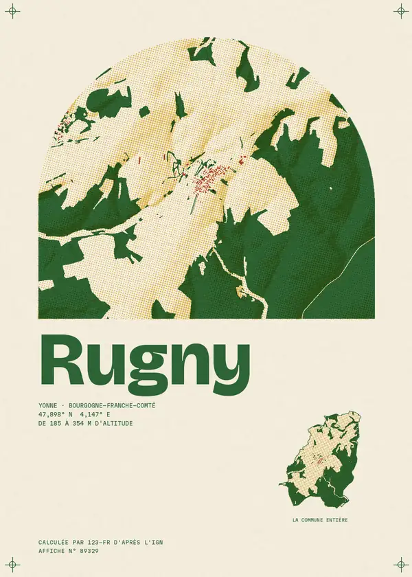 Affiche de Rugny, calculée par 123-fr d'après l'IGN