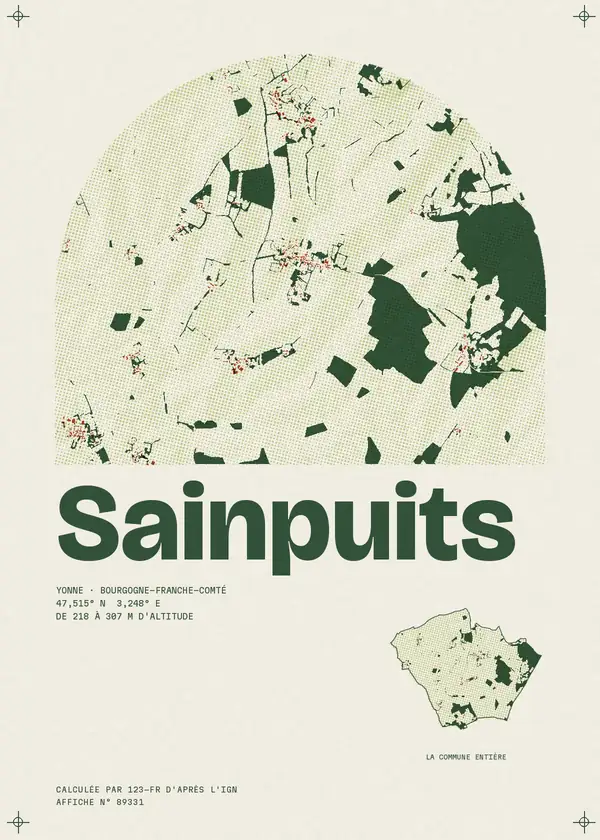 Affiche de Sainpuits, calculée par 123-fr d'après l'IGN
