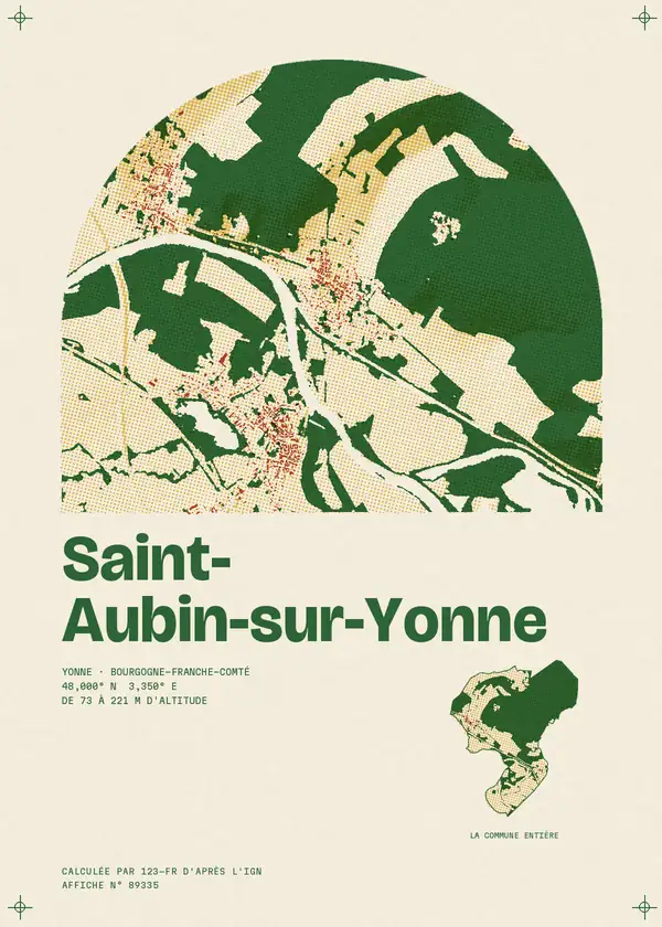 Affiche de Saint-Aubin-sur-Yonne, calculée par 123-fr d'après l'IGN