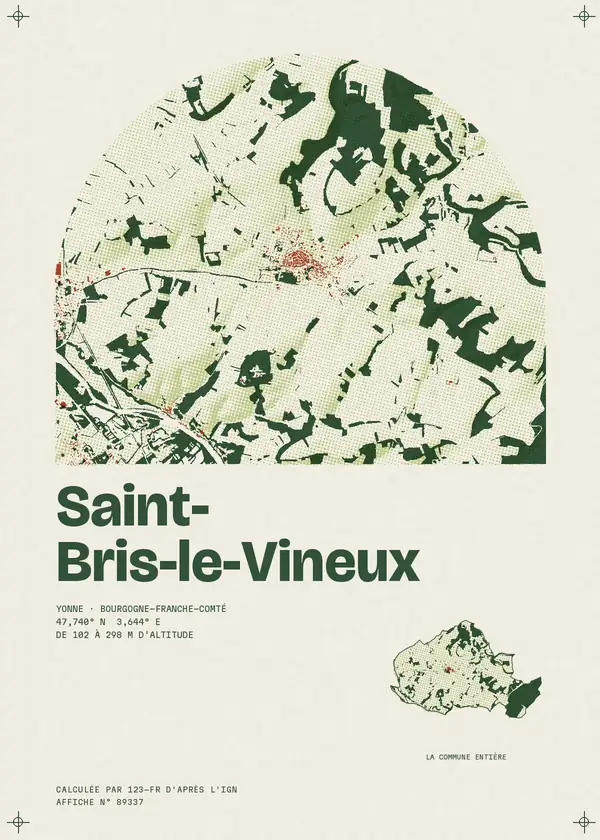 Affiche de Saint-Bris-le-Vineux, calculée par 123-fr d'après l'IGN