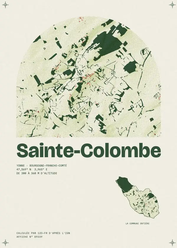 Affiche de Sainte-Colombe, calculée par 123-fr d'après l'IGN