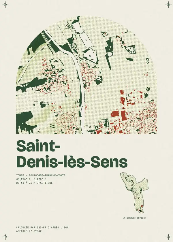 Affiche de Saint-Denis-lès-Sens, calculée par 123-fr d'après l'IGN