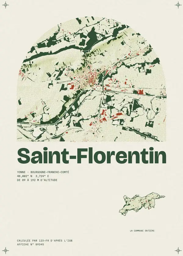 Affiche de Saint-Florentin, calculée par 123-fr d'après l'IGN