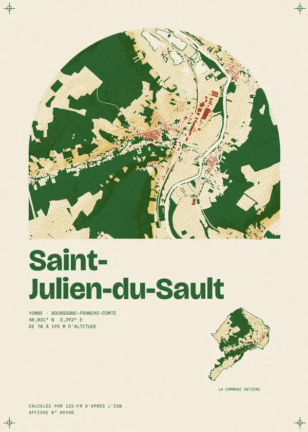 Affiche de Saint-Julien-du-Sault, calculée par 123-fr d'après l'IGN