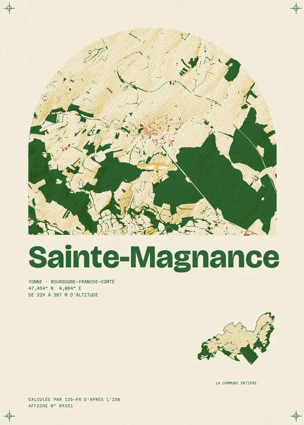 Affiche de Sainte-Magnance, calculée par 123-fr d'après l'IGN