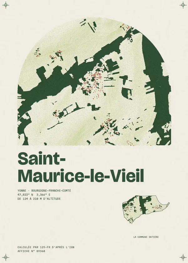 Affiche de Saint-Maurice-le-Vieil, calculée par 123-fr d'après l'IGN
