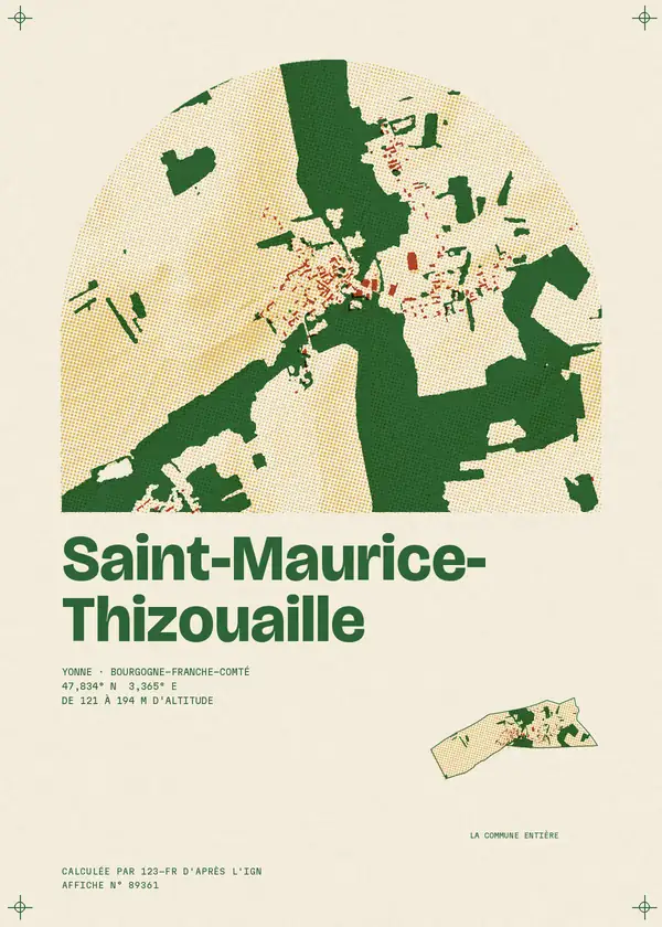 Affiche de Saint-Maurice-Thizouaille, calculée par 123-fr d'après l'IGN