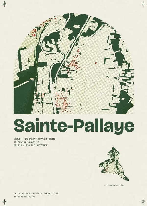 Affiche de Sainte-Pallaye, calculée par 123-fr d'après l'IGN