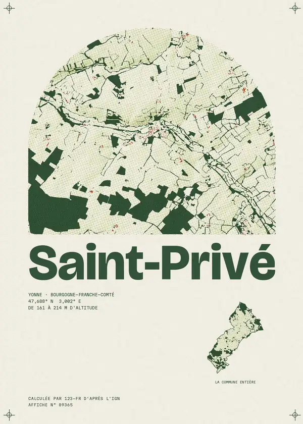 Affiche de Saint-Privé, calculée par 123-fr d'après l'IGN