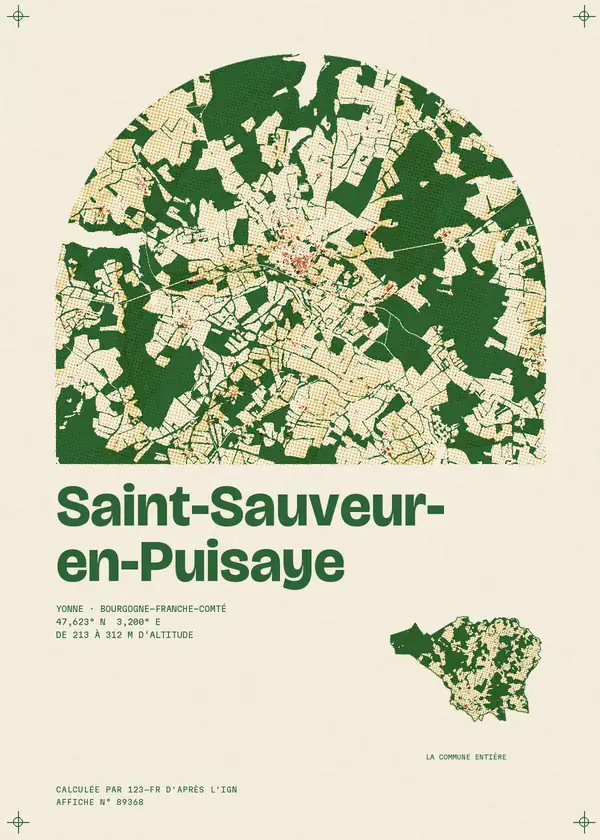 Affiche de Saint-Sauveur-en-Puisaye, calculée par 123-fr d'après l'IGN
