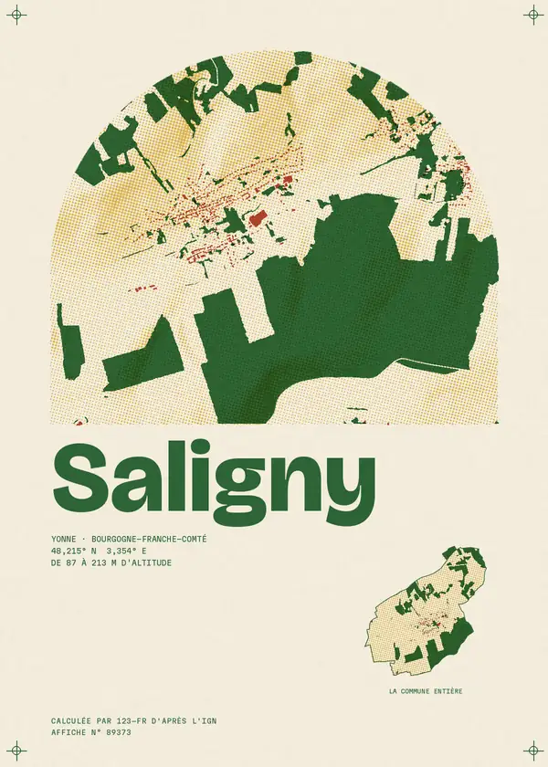 Affiche de Saligny, calculée par 123-fr d'après l'IGN