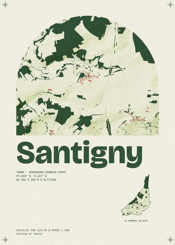 Affiche de Santigny, calculée par 123-fr d'après l'IGN