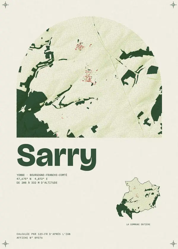 Affiche de Sarry, calculée par 123-fr d'après l'IGN