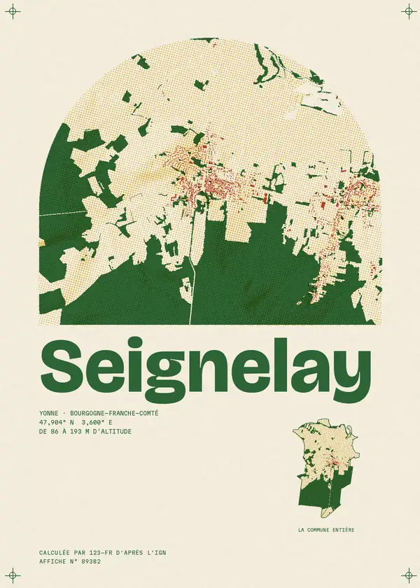 Affiche de Seignelay, calculée par 123-fr d'après l'IGN