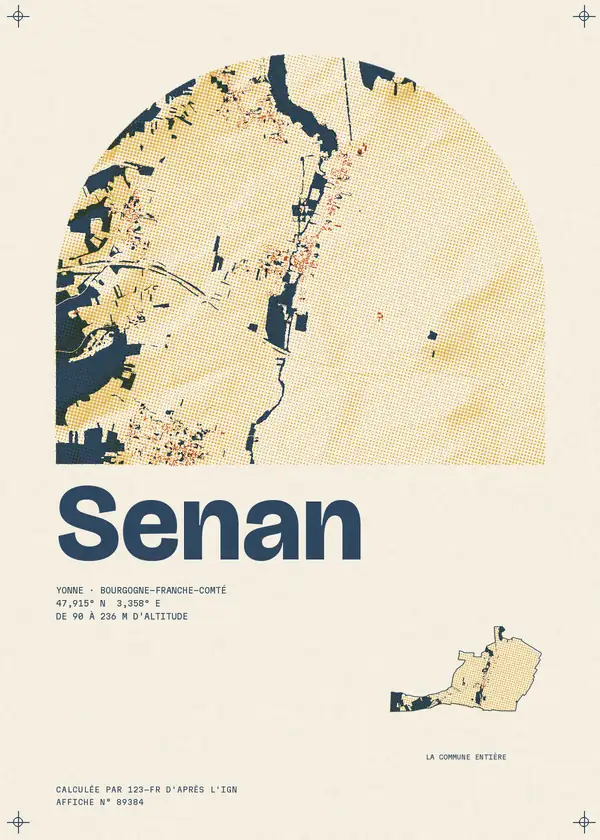 Affiche de Senan, calculée par 123-fr d'après l'IGN