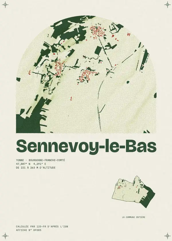 Affiche de Sennevoy-le-Bas, calculée par 123-fr d'après l'IGN