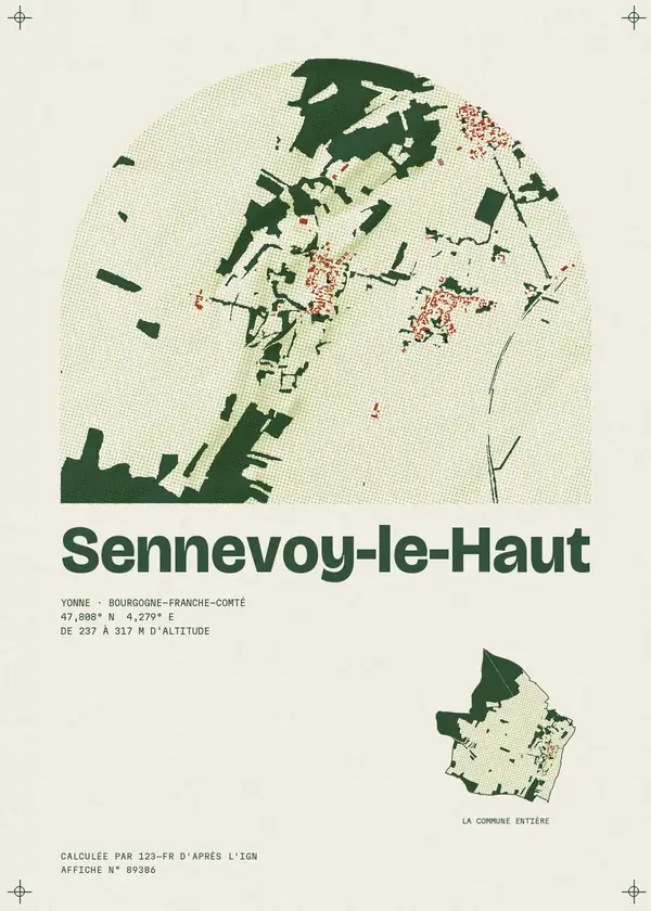 Affiche de Sennevoy-le-Haut, calculée d'après l'IGN