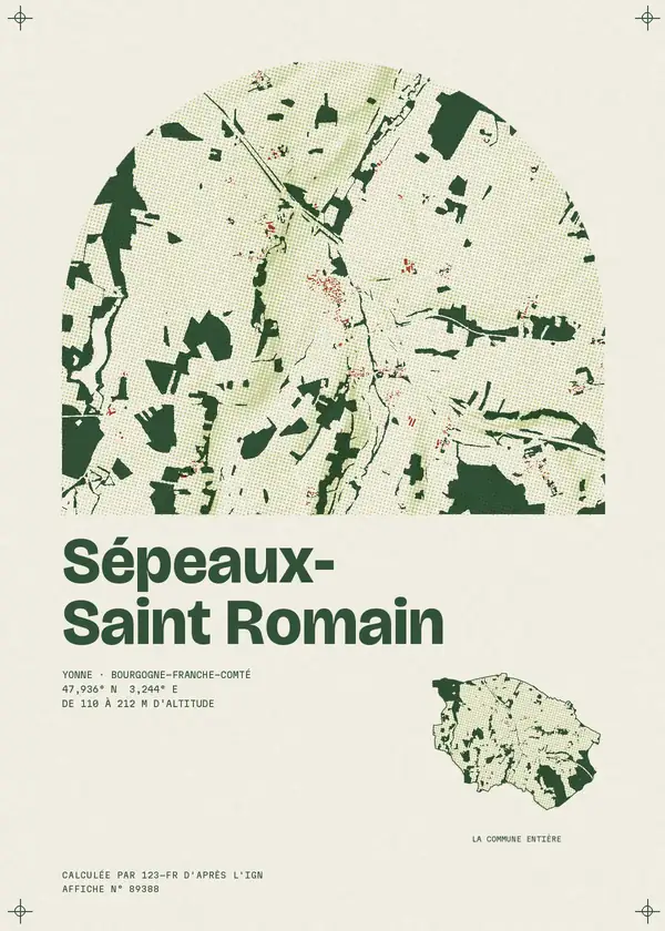 Affiche de Sépeaux-Saint Romain, calculée par 123-fr d'après l'IGN