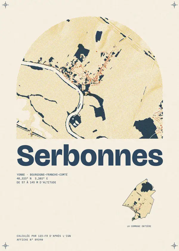 Affiche de Serbonnes, calculée par 123-fr d'après l'IGN
