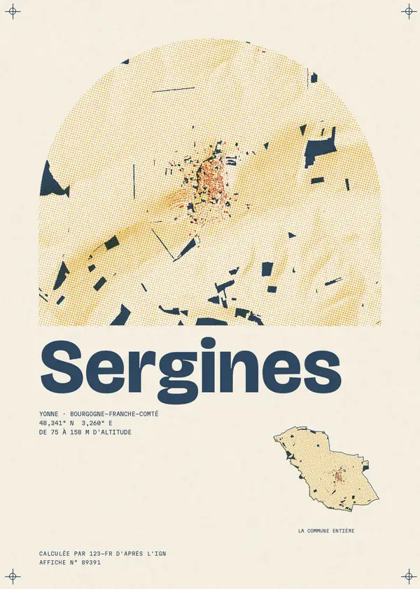 Affiche de Sergines, calculée par 123-fr d'après l'IGN
