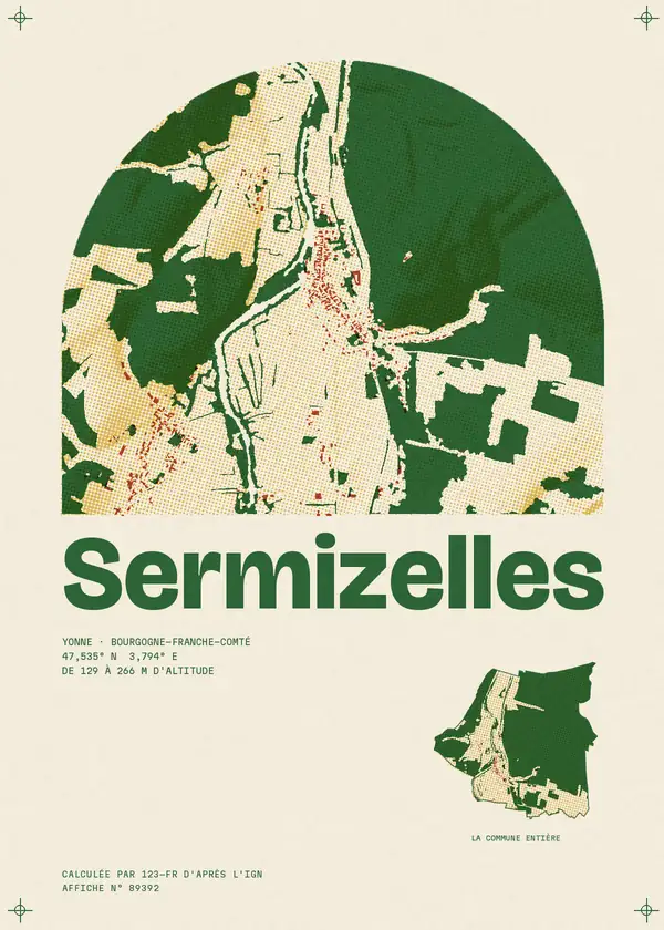 Affiche de Sermizelles, calculée par 123-fr d'après l'IGN