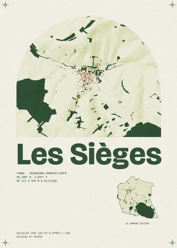 Affiche de Les Sièges, calculée par 123-fr d'après l'IGN