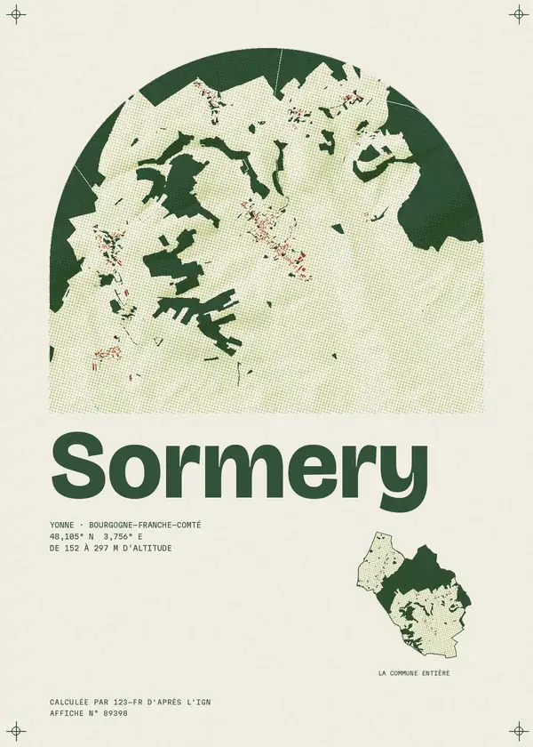 Affiche de Sormery, calculée par 123-fr d'après l'IGN