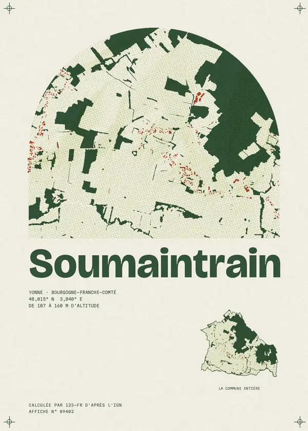 Affiche de Soumaintrain, calculée par 123-fr d'après l'IGN