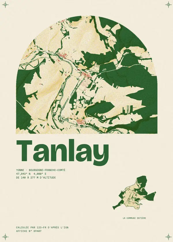 Affiche de Tanlay, calculée par 123-fr d'après l'IGN