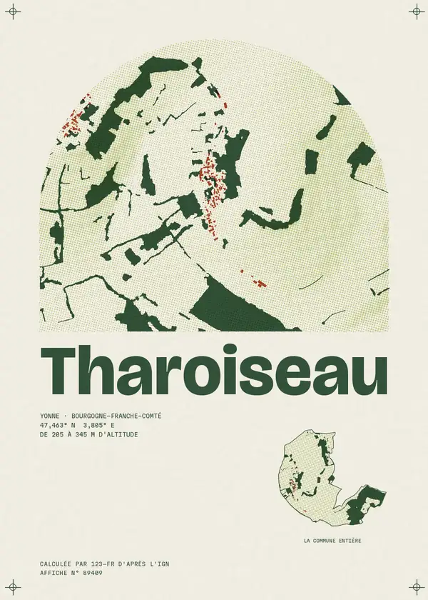 Affiche de Tharoiseau, calculée par 123-fr d'après l'IGN
