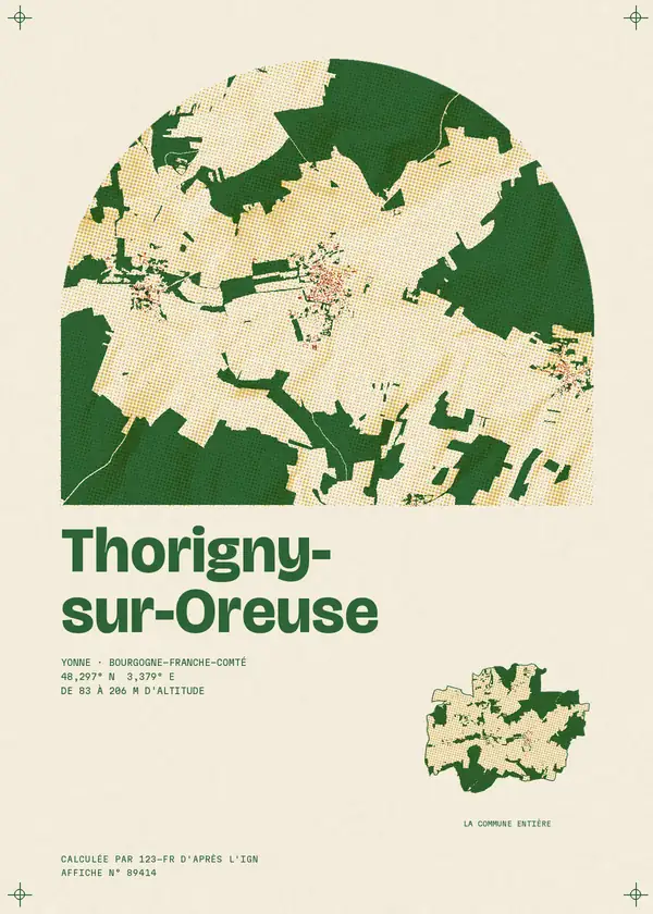 Affiche de Thorigny-sur-Oreuse, calculée par 123-fr d'après l'IGN