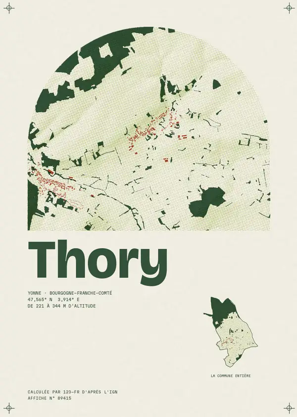 Affiche de Thory, calculée par 123-fr d'après l'IGN