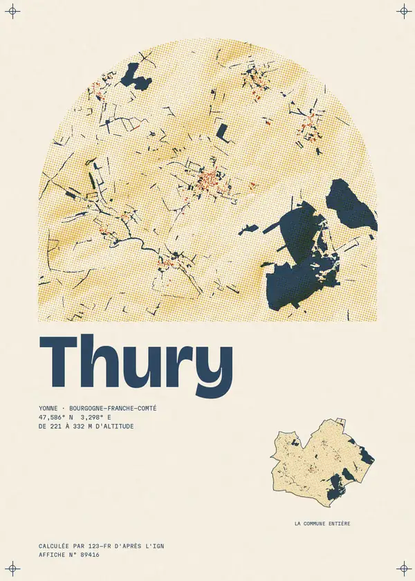 Affiche de Thury, calculée par 123-fr d'après l'IGN