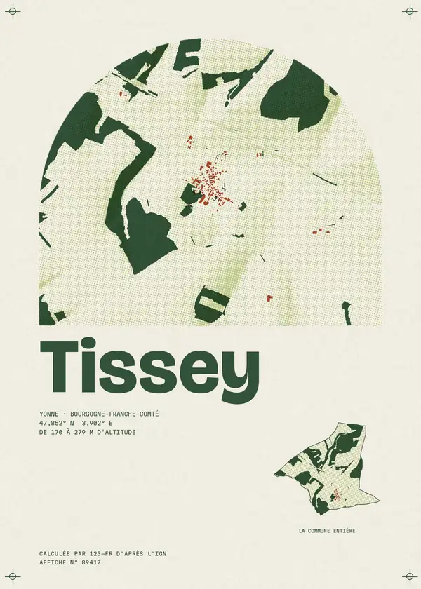 Affiche de Tissey, calculée par 123-fr d'après l'IGN