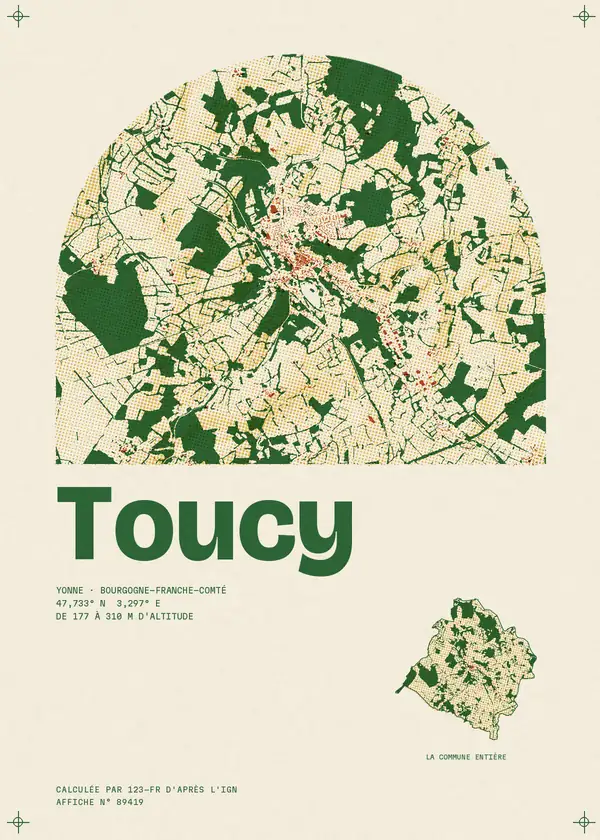 Affiche de Toucy, calculée par 123-fr d'après l'IGN