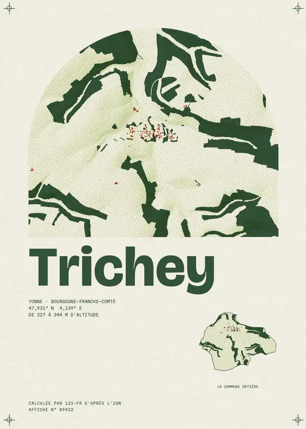 Affiche de Trichey, calculée par 123-fr d'après l'IGN