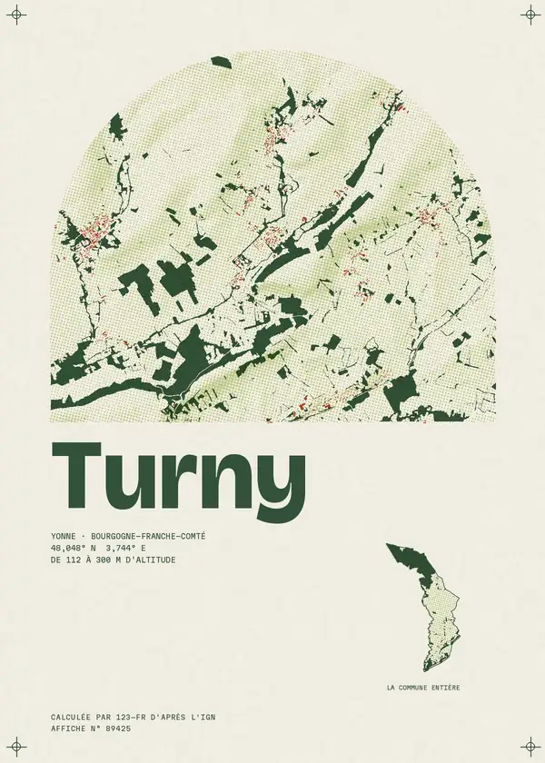 Affiche de Turny, calculée par 123-fr d'après l'IGN