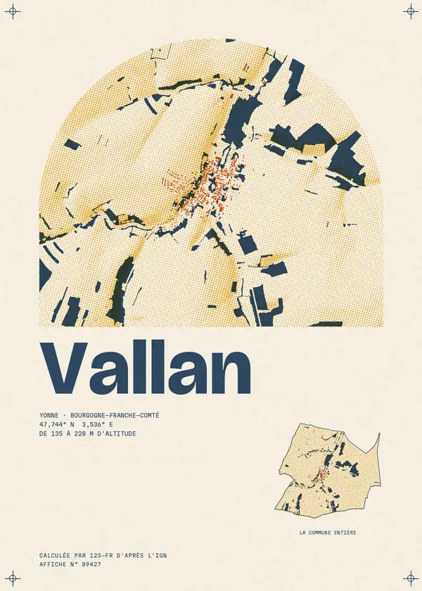 Affiche de Vallan, calculée par 123-fr d'après l'IGN