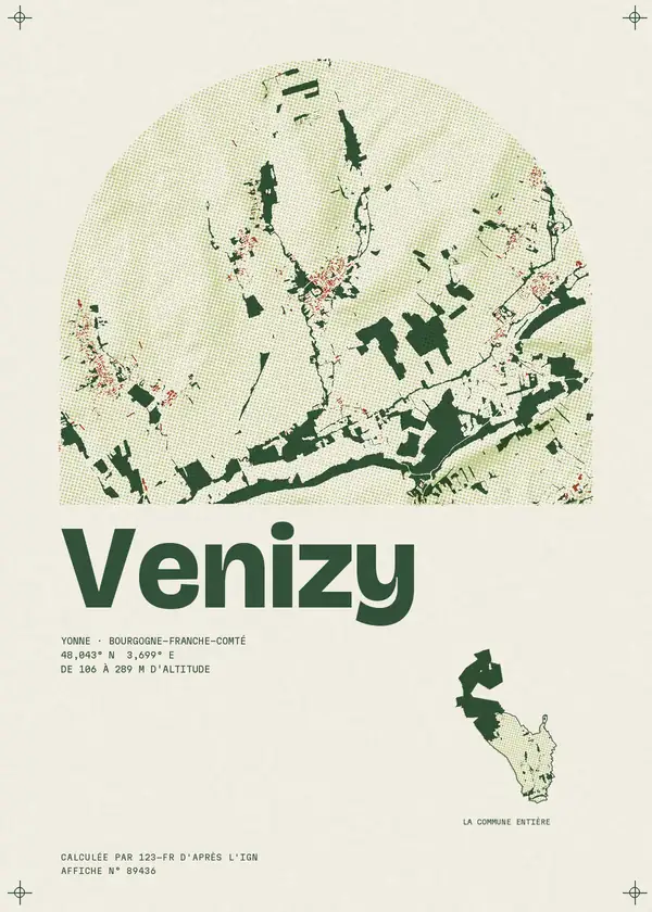 Affiche de Venizy, calculée par 123-fr d'après l'IGN