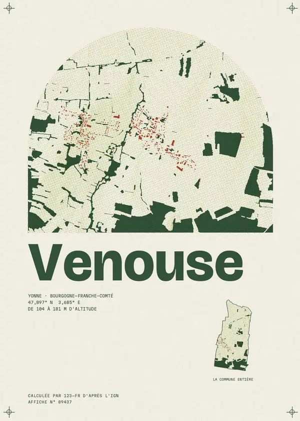 Affiche de Venouse, calculée par 123-fr d'après l'IGN