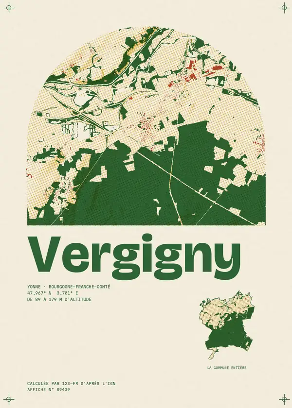 Affiche de Vergigny, calculée par 123-fr d'après l'IGN