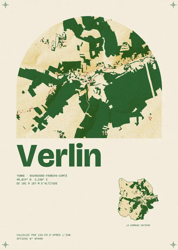 Affiche de Verlin, calculée par 123-fr d'après l'IGN