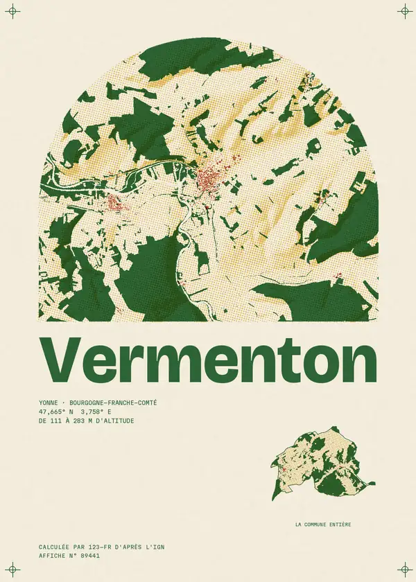 Affiche de Vermenton, calculée par 123-fr d'après l'IGN