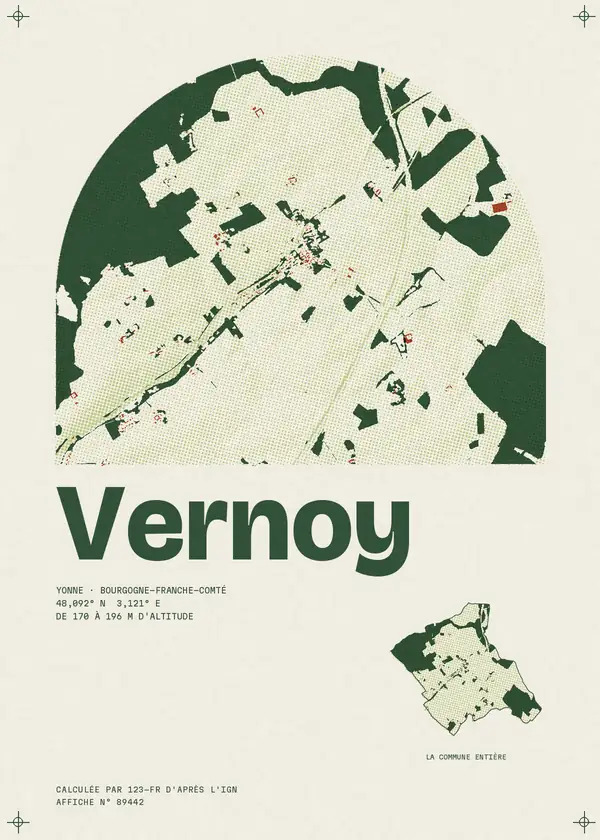 Affiche de Vernoy, calculée par 123-fr d'après l'IGN