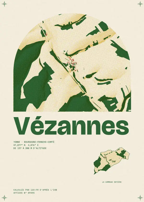 Affiche de Vézannes, calculée par 123-fr d'après l'IGN