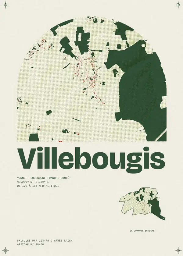 Affiche de Villebougis, calculée par 123-fr d'après l'IGN