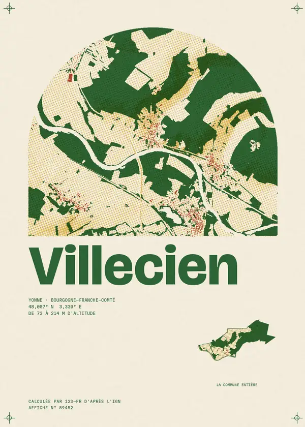Affiche de Villecien, calculée par 123-fr d'après l'IGN
